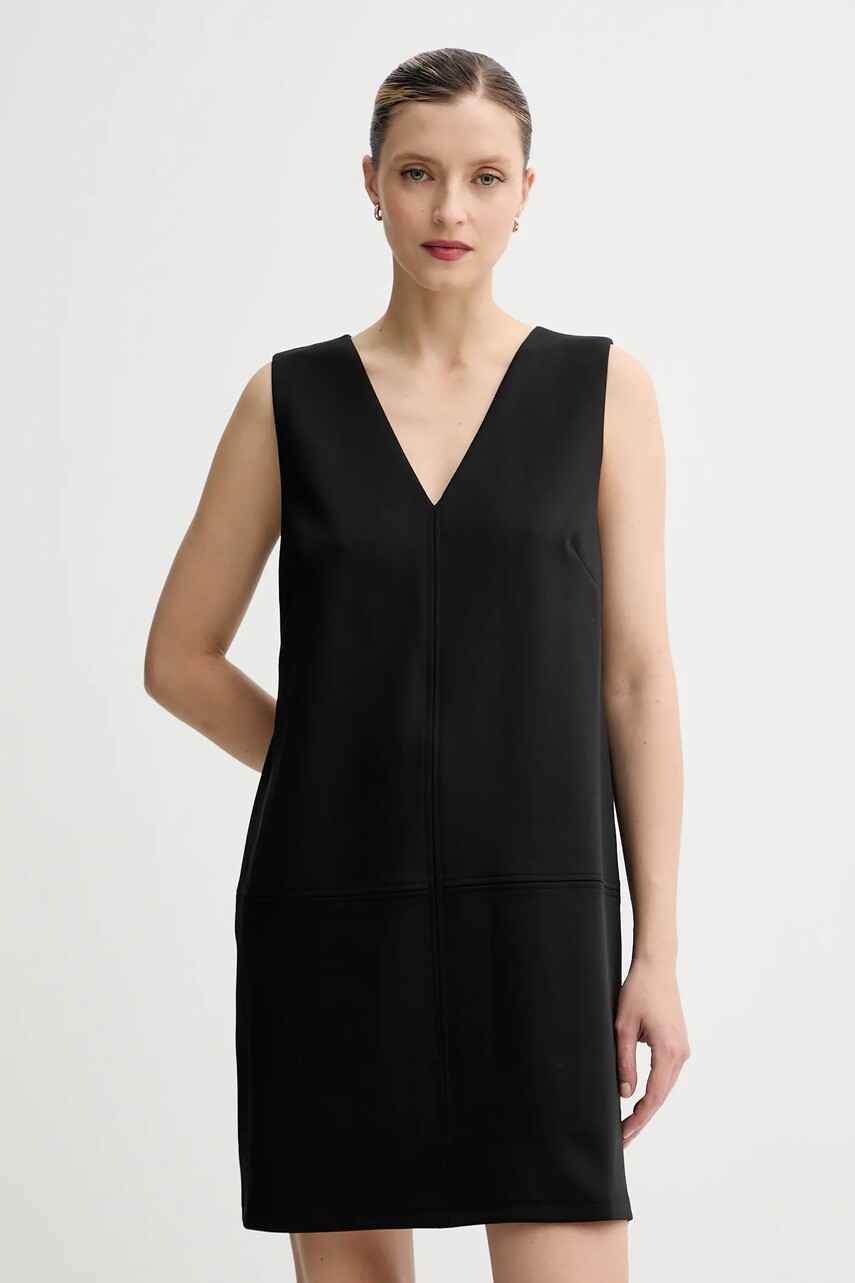 Šaty Calvin Klein čierna farba, mini, rovný strih, LV044D025G