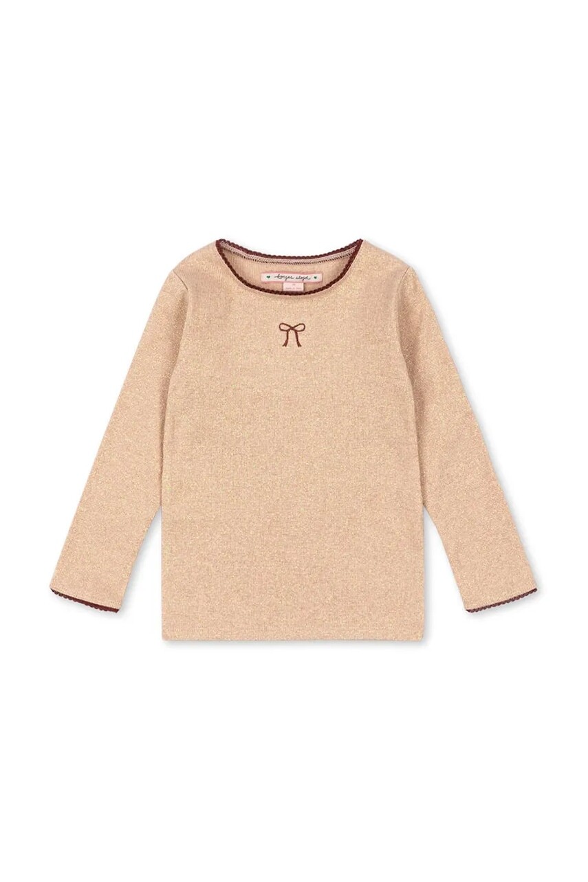 Detské tričko s dlhým rukávom Konges Sløjd ROLI BLOUSE béžová farba, KS104414