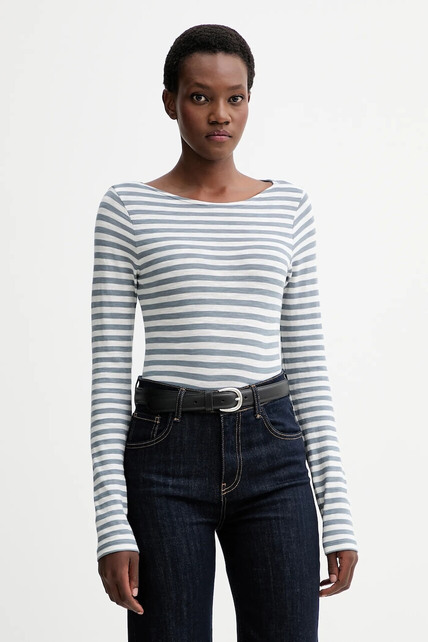 Bavlnené tričko s dlhým rukávom Marc O'Polo modrá farba, M10219652597