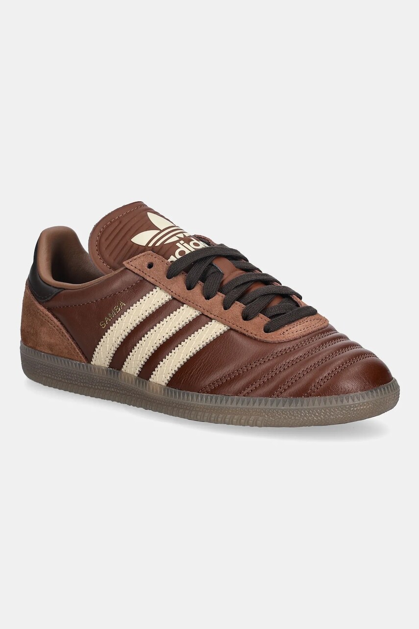 Kožené tenisky adidas Originals Samba Jp hnedá farba, JR0962