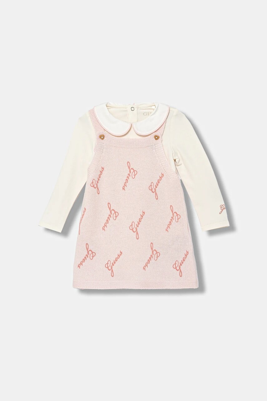 Detské šaty s prímesou vlny Guess béžová farba, S5BG11 J1300