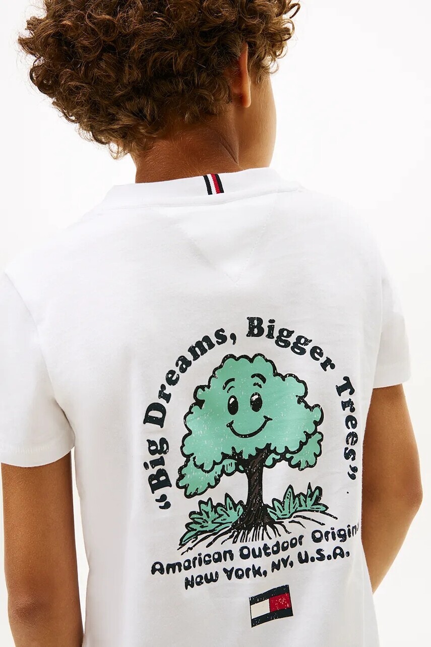 Detské bavlnené tričko Tommy Hilfiger biela farba, s potlačou, KB0KB10054