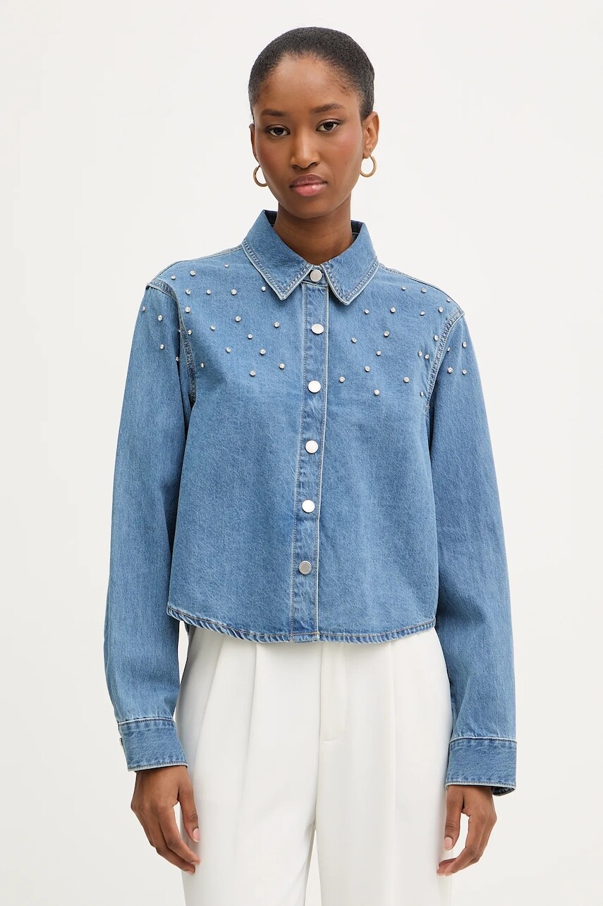 Rifľová košeľa Morgan modrá farba, regular, s klasickým golierom, CBLING