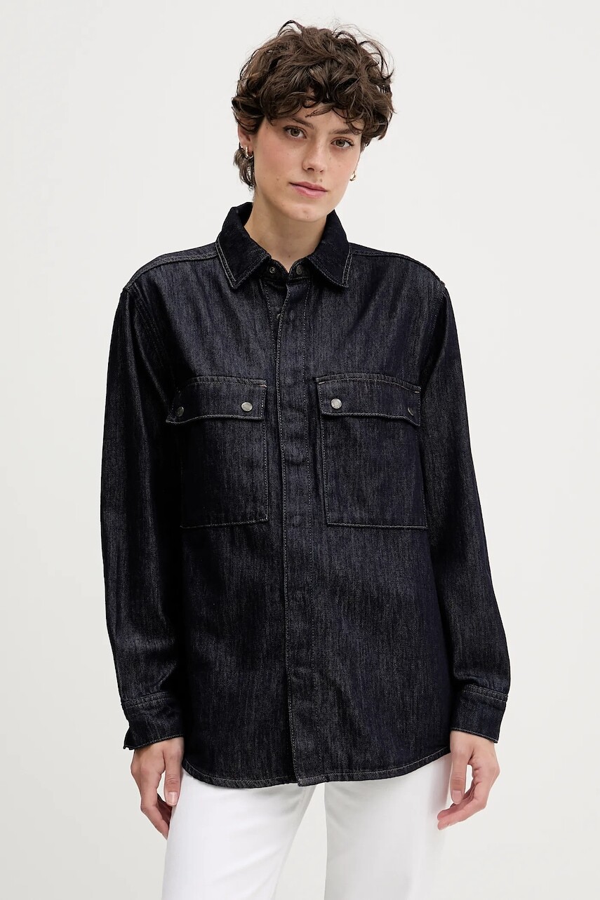 Košeľa Sisley tmavomodrá farba, regular, s klasickým golierom, 547ZLQ09D