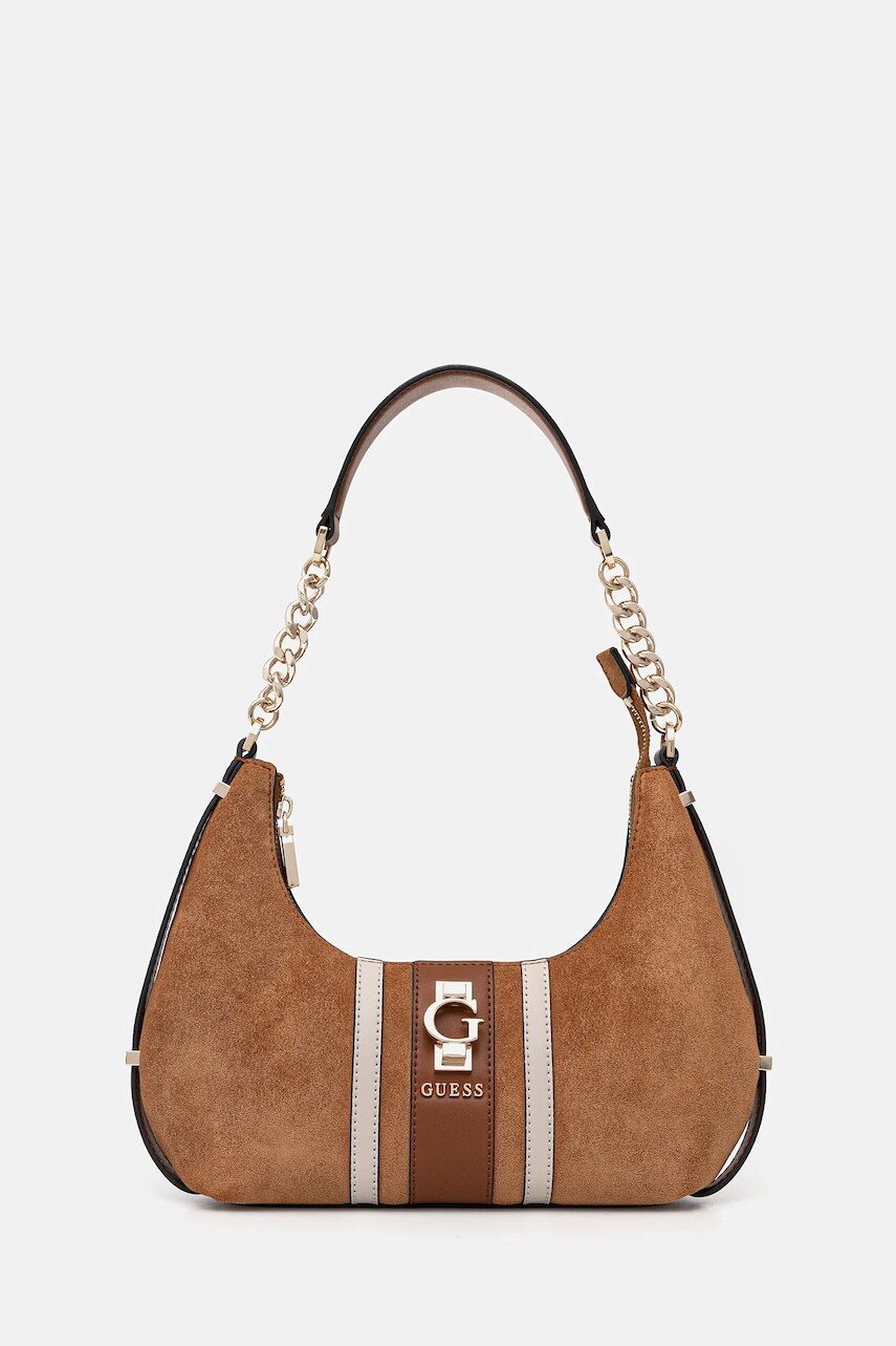 Semišová kabelka Guess ERENIA hnedá farba, HWSB78 38180