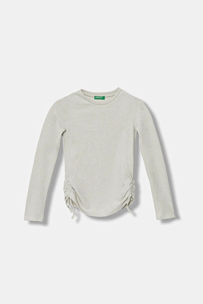 Detské tričko s dlhým rukávom United Colors of Benetton šedá farba, 356RC10RD