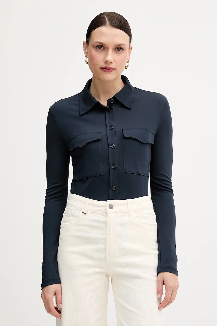 Košeľa Sisley tmavomodrá farba, regular, s klasickým golierom, 54HXLQ09M