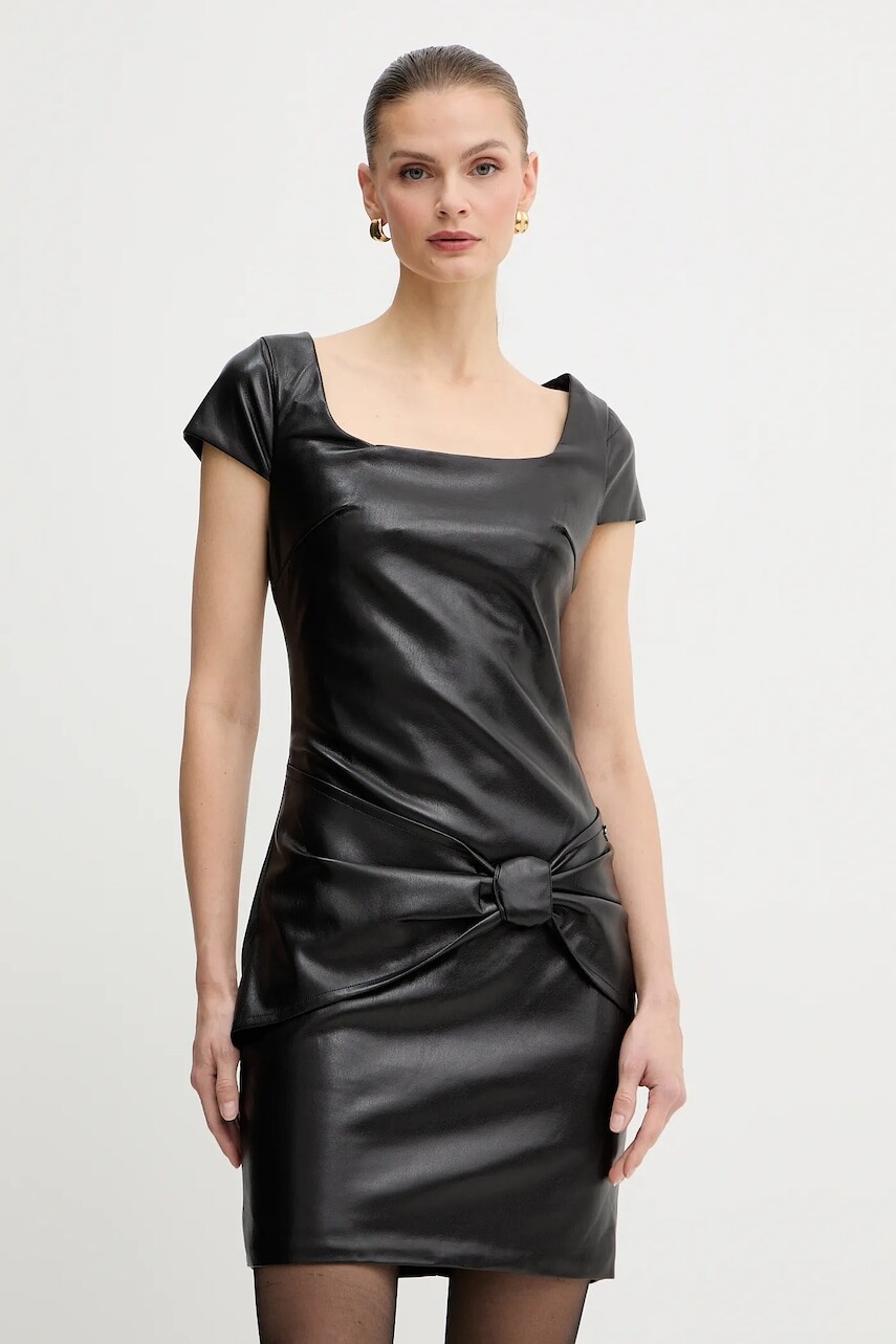 Šaty Guess ALIENOR čierna farba, mini, rovný strih, W5BK55 WGIK0