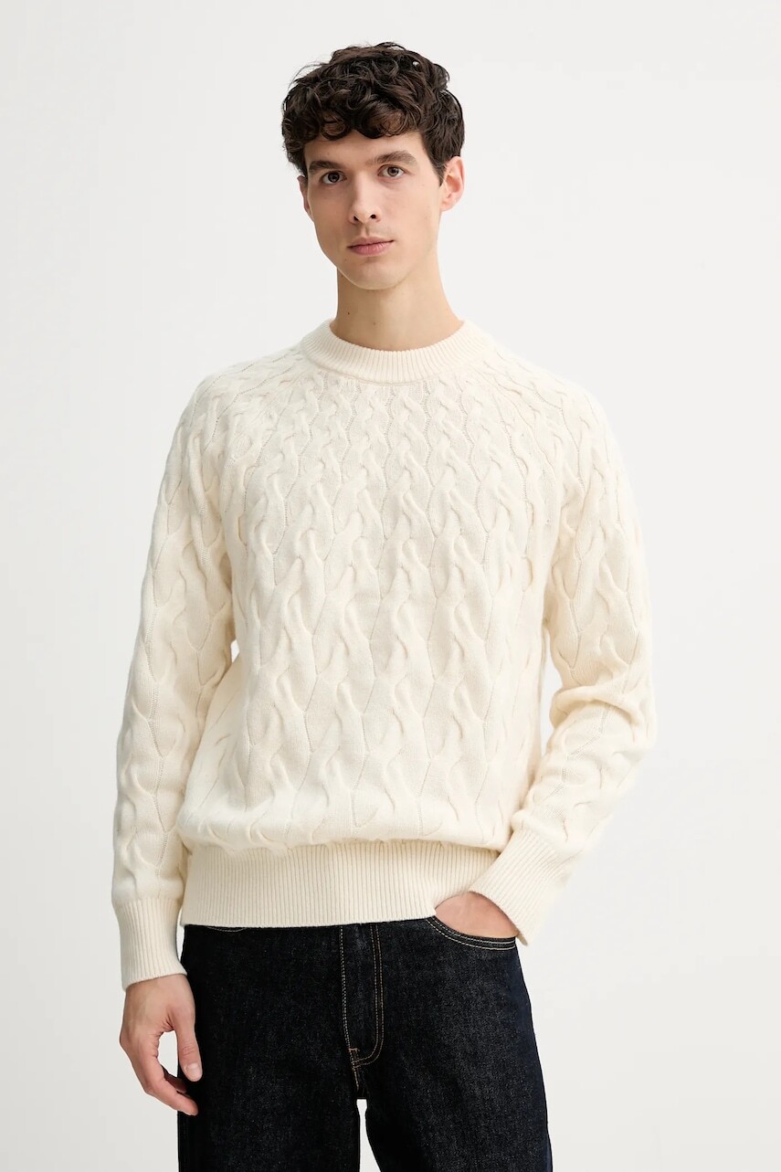 Sveter s prímesou vlny Calvin Klein béžová farba, LV04LE304G