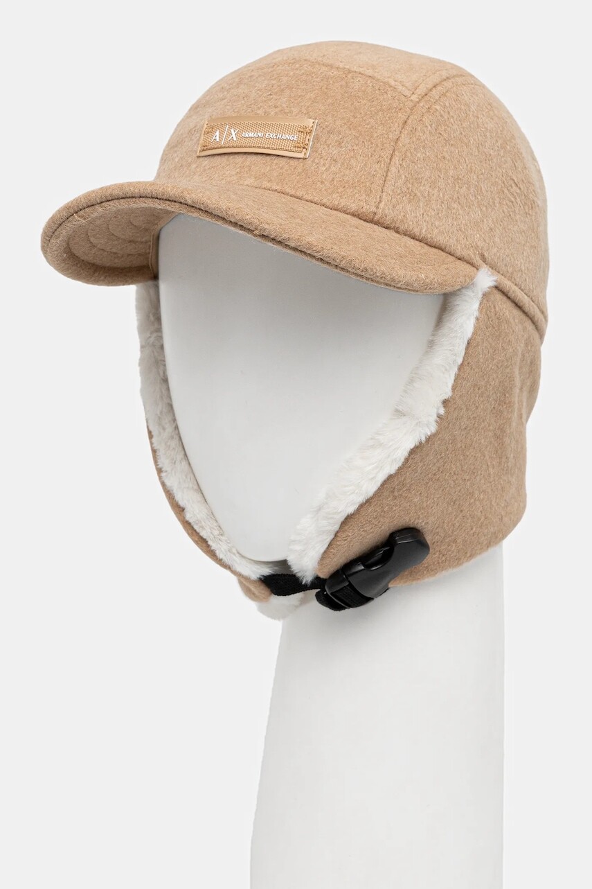 Čiapka s prímesou vlny Armani Exchange zelená farba, XW001505 AF16216