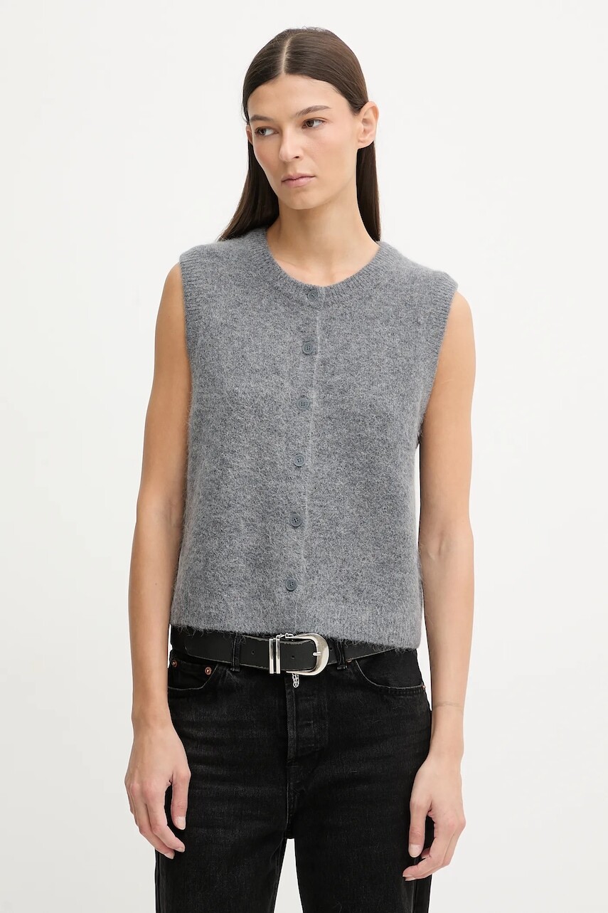 Vesta s prímesou vlny Marc O'Polo šedá farba, ľahký, 5000007825