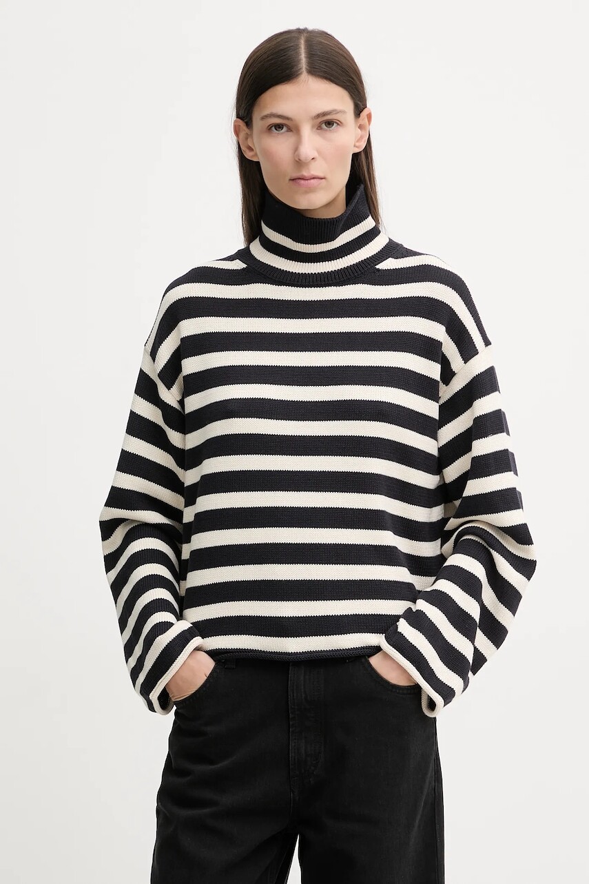 Bavlnený sveter Marc O'Polo tmavomodrá farba, s rolákom, 600605960013