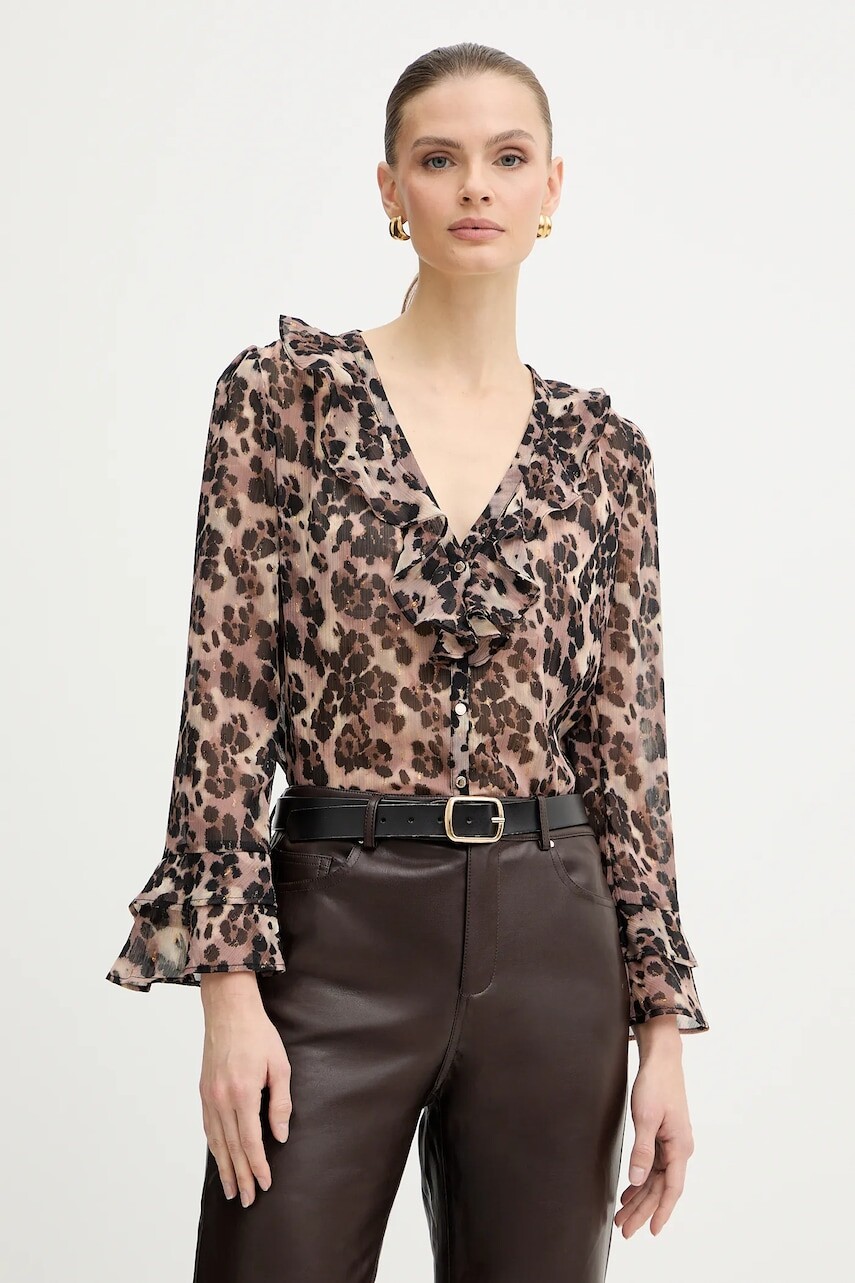 Košeľa Morgan hnedá farba, regular, CLEOL.F