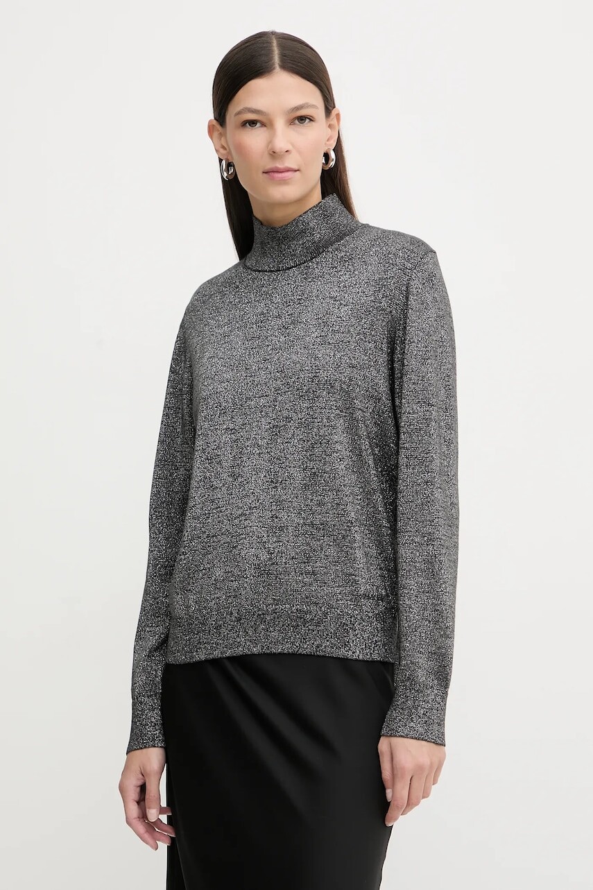 Sveter s prímesou vlny Calvin Klein šedá farba, ľahký, s polorolákom, LV044E363G