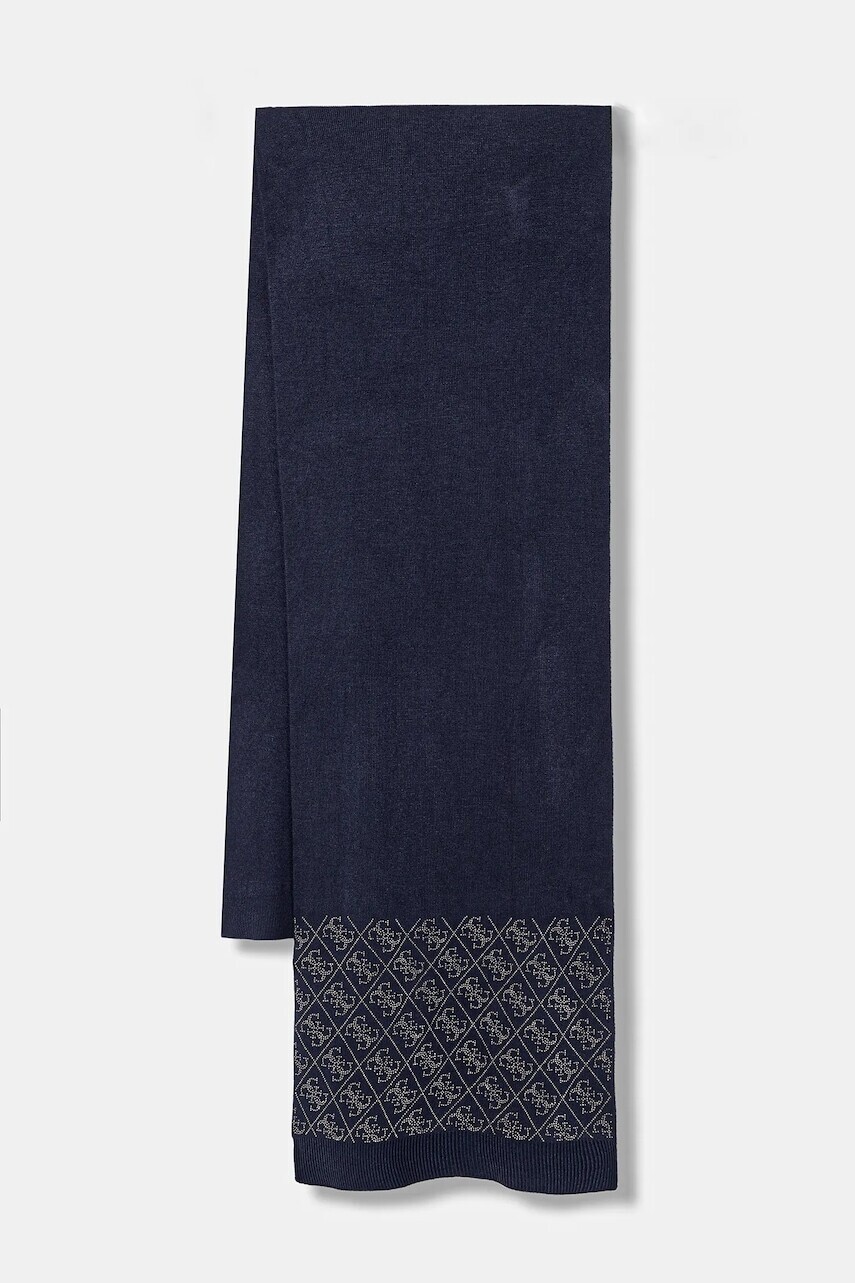 Šál Guess NORA tmavomodrá farba, s nášivkou, W5BZ21 Z2NQ2