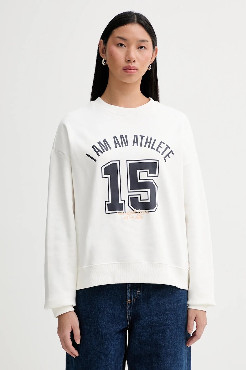 Bavlnená mikina Marc O'Polo béžová farba, s potlačou, 5000007532