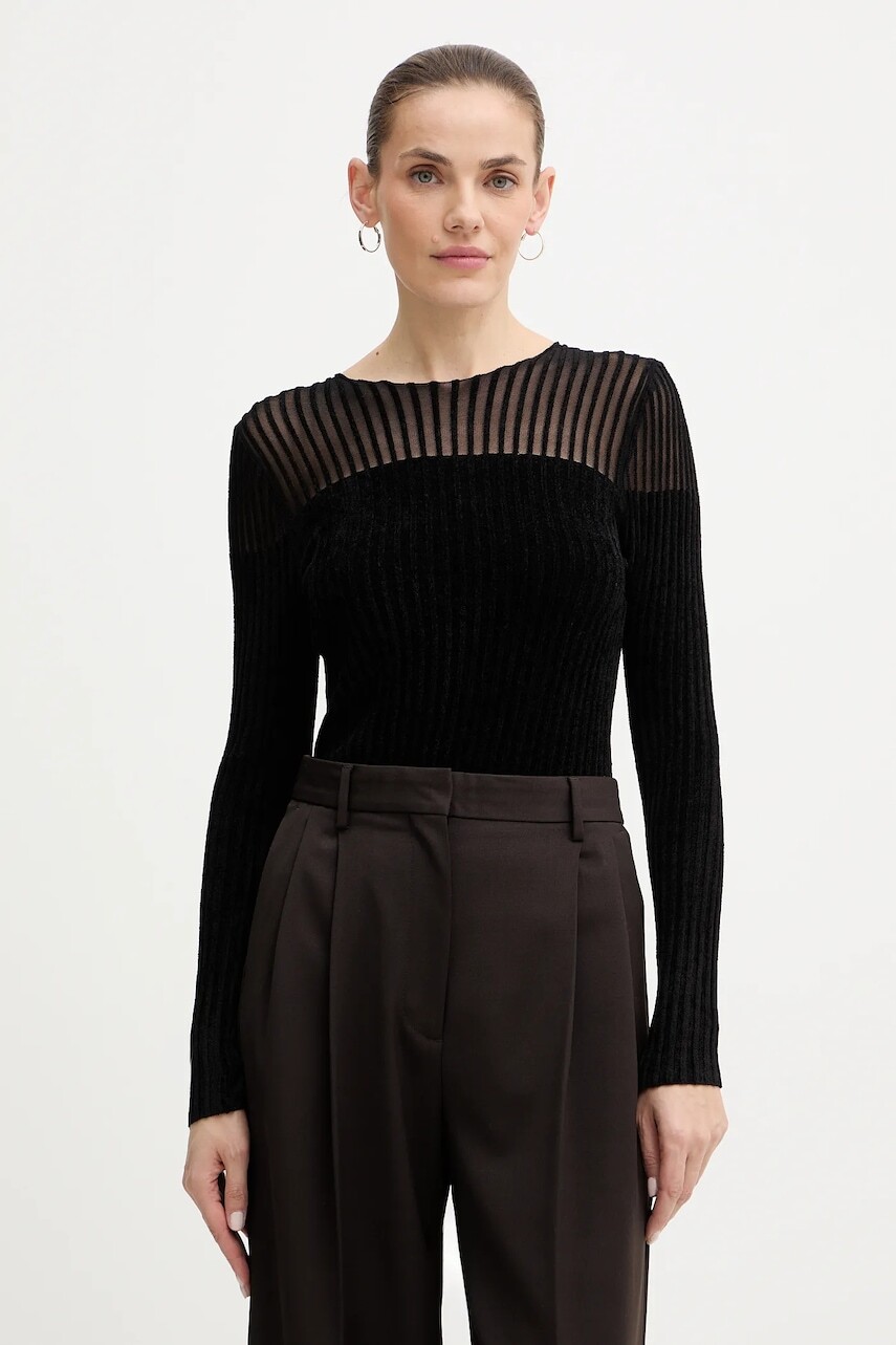 Zamatová blúzka Guess ROWENA čierna farba, jednofarebná, W5BR62 Z0890