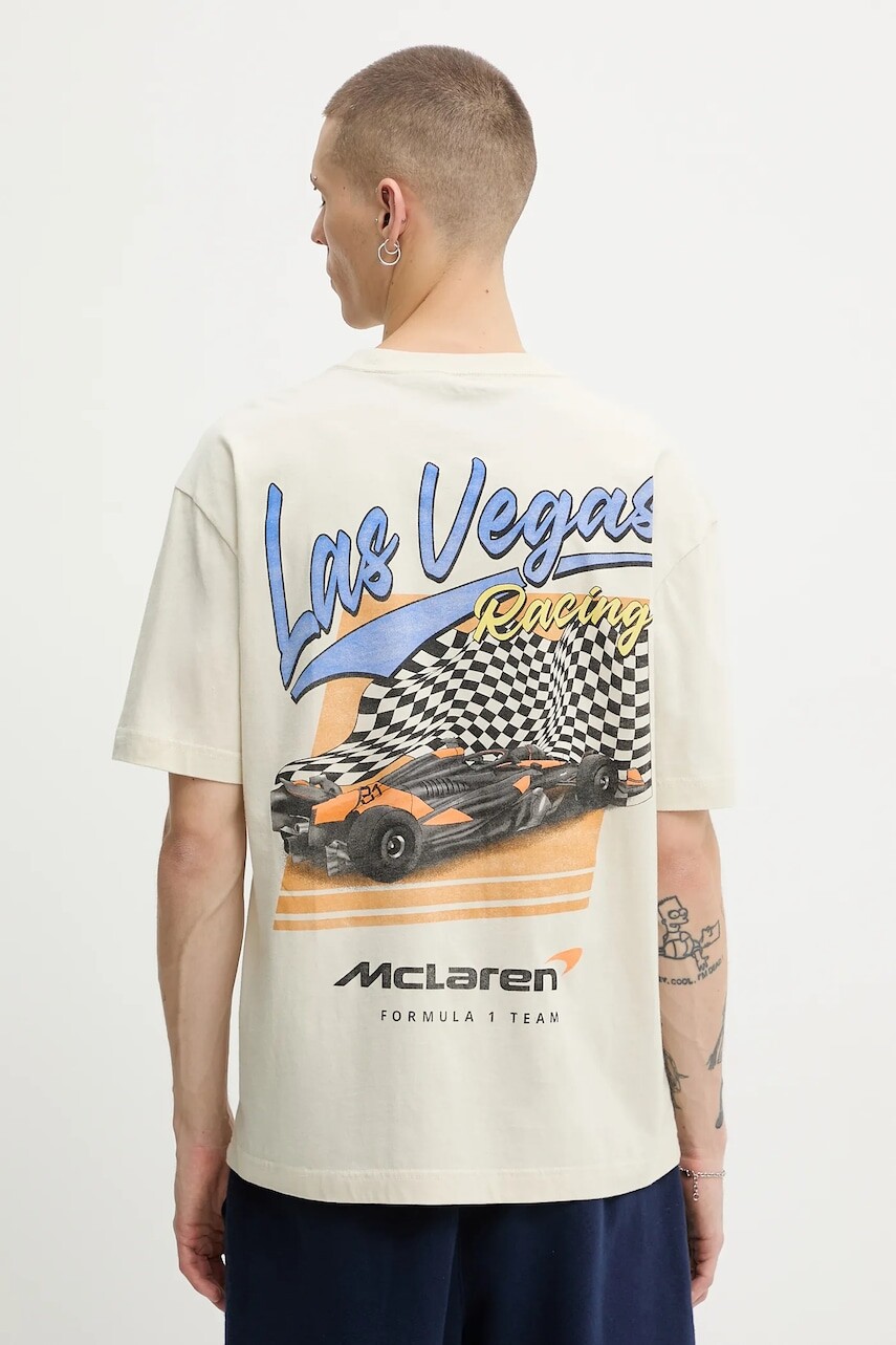 Bavlnené tričko Hollister Co. pánske, béžová farba, s potlačou, KI323-5318-178