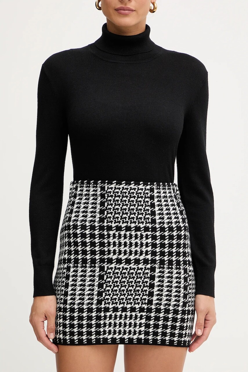 Sukňa s prímesou vlny Twinset biela farba, mini, rovný strih, 252TT3041