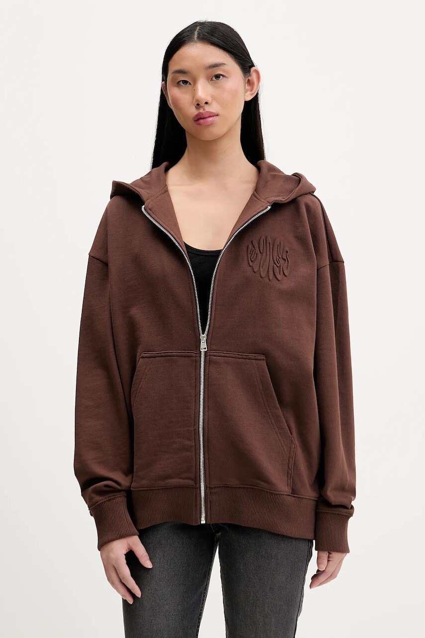 Bavlnená mikina Hugo Blue hnedá farba, s kapucňou, s nášivkou, 50553980