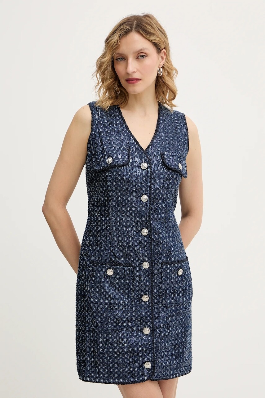Šaty Guess GABRIELA tmavomodrá farba, mini, priliehavé, W5BK41 D0771