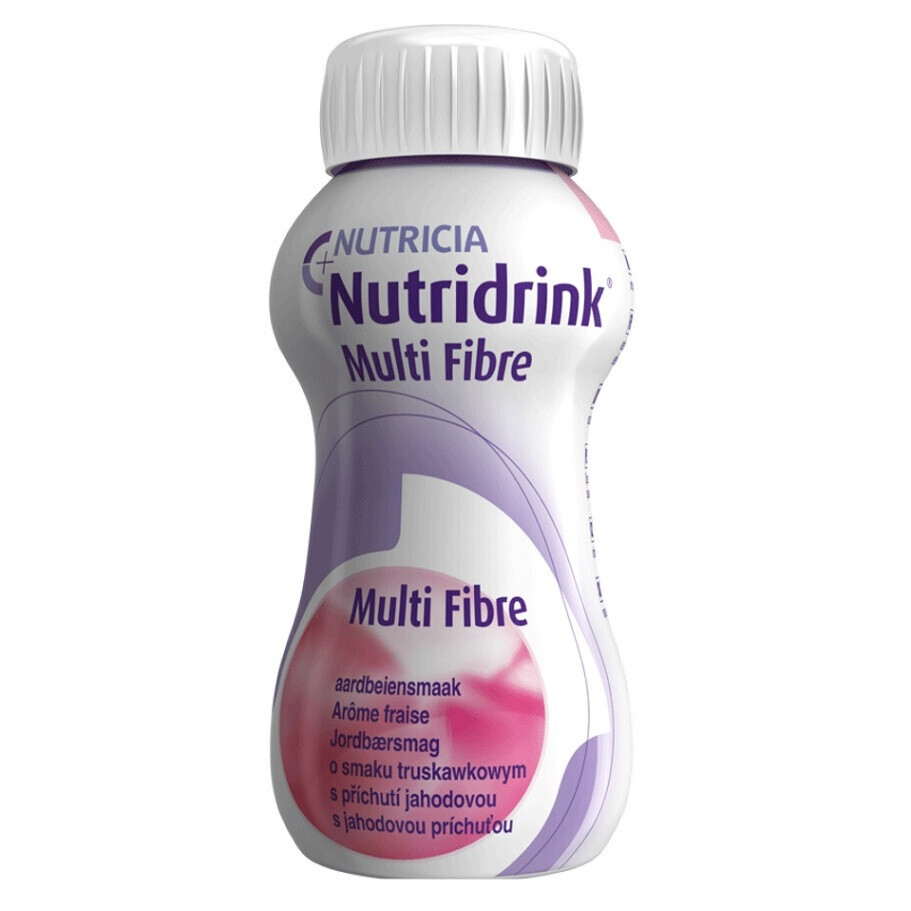 NUTRIDRINK Multifibre s príchuťou jahoda 4 x 200 ml