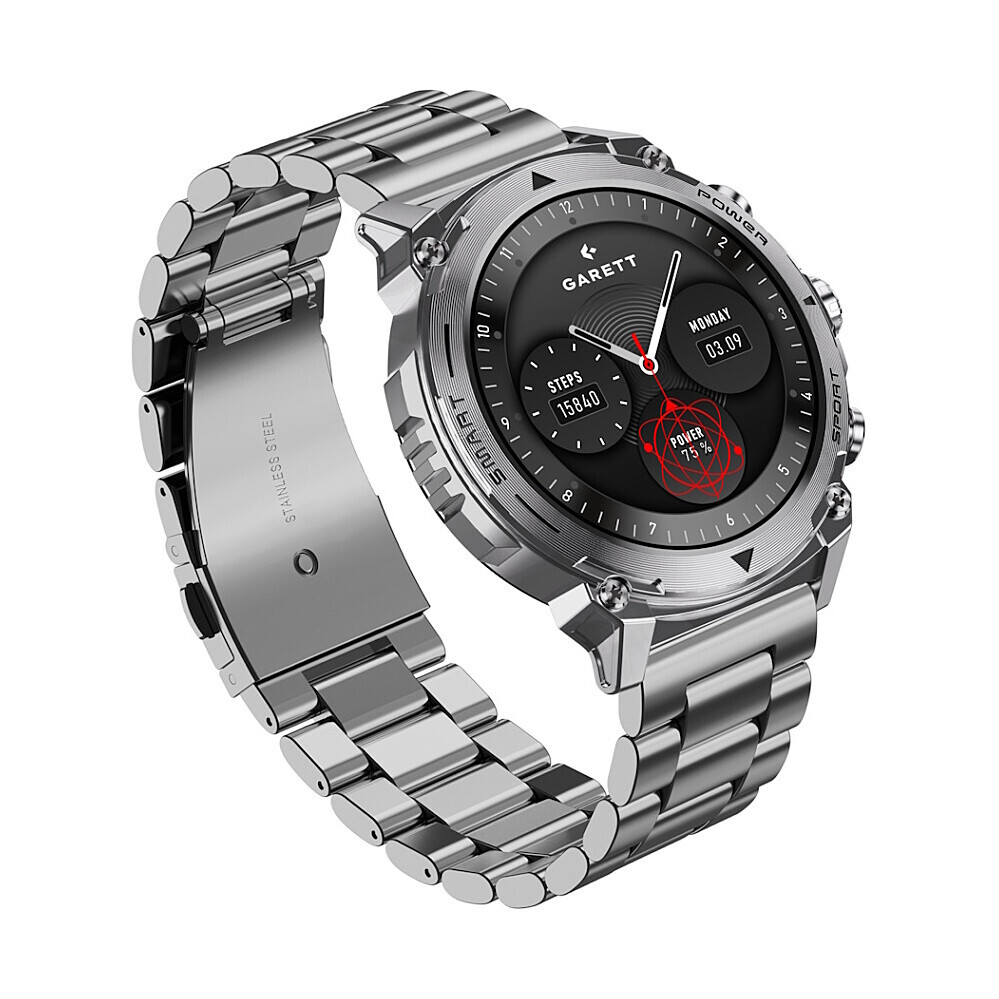 GARETT Smartwatch atom silver steel inteligentné hodinky