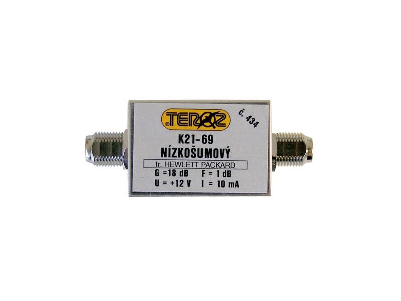 Anténny zosilňovač TEROZ 434X, UHF, G20dB, F1,0dB, U98dBµV, F-F