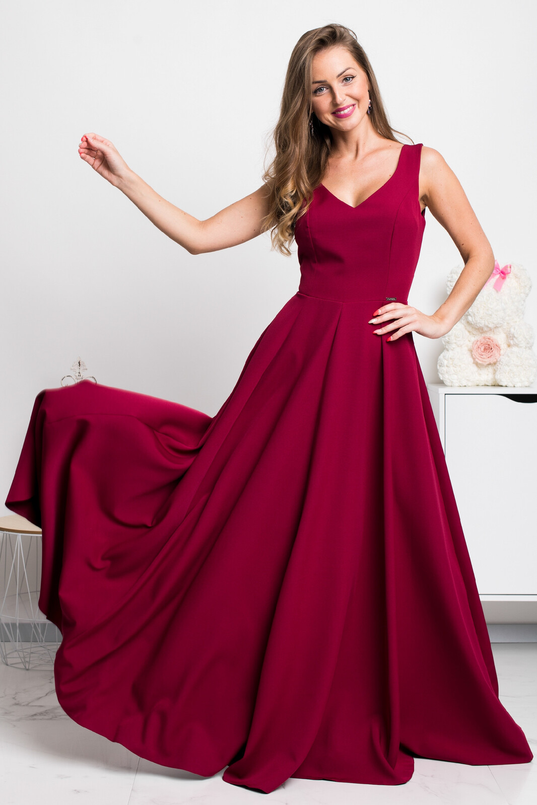 Numoco Bordové dlhé spoločenské šaty Veľkosť: S