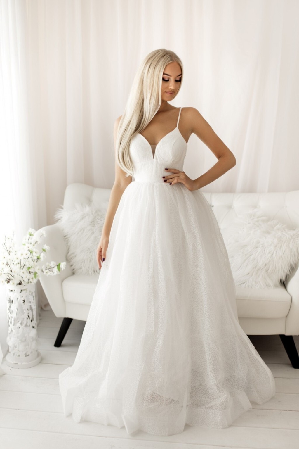 Eva & Lola Biele trblietavé šaty na ramienka Veľkosť: S