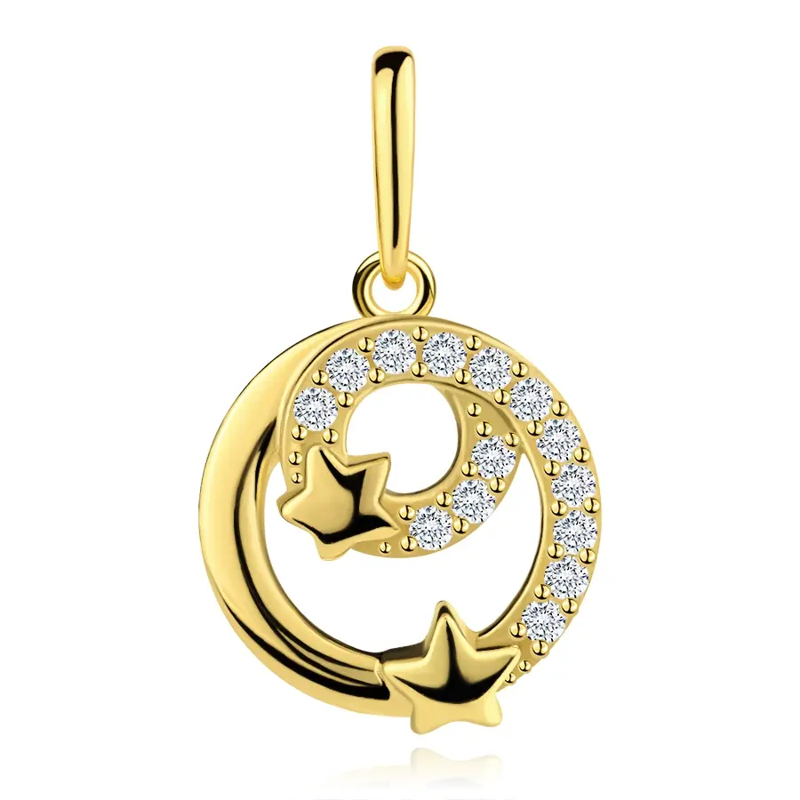 Zlatý prívesok 9K s hviezdami v dvojitej špirále