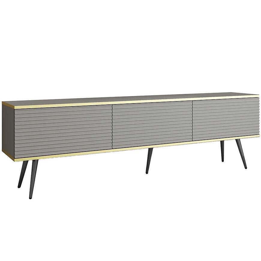 TV stolík Oro Mdf Drážkovanie 175 Sivá+ Čierne nohy