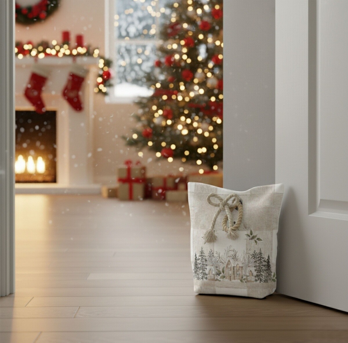 Dverová zarážka - závažie, Stromčeky a domčeky, 22 x 23 cm