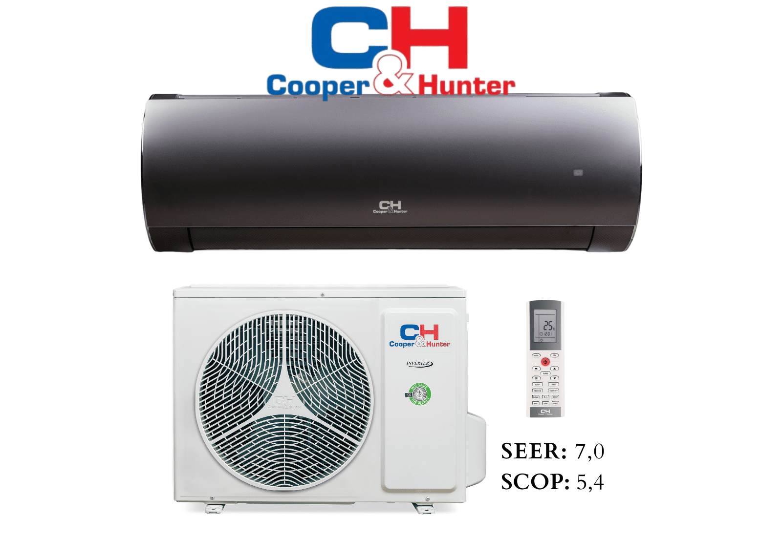 Set nástennej klimatizácie Cooper&Hunter DAYTONA CARBON BLACK 7,1 kW CH-S24FTXD2-BL