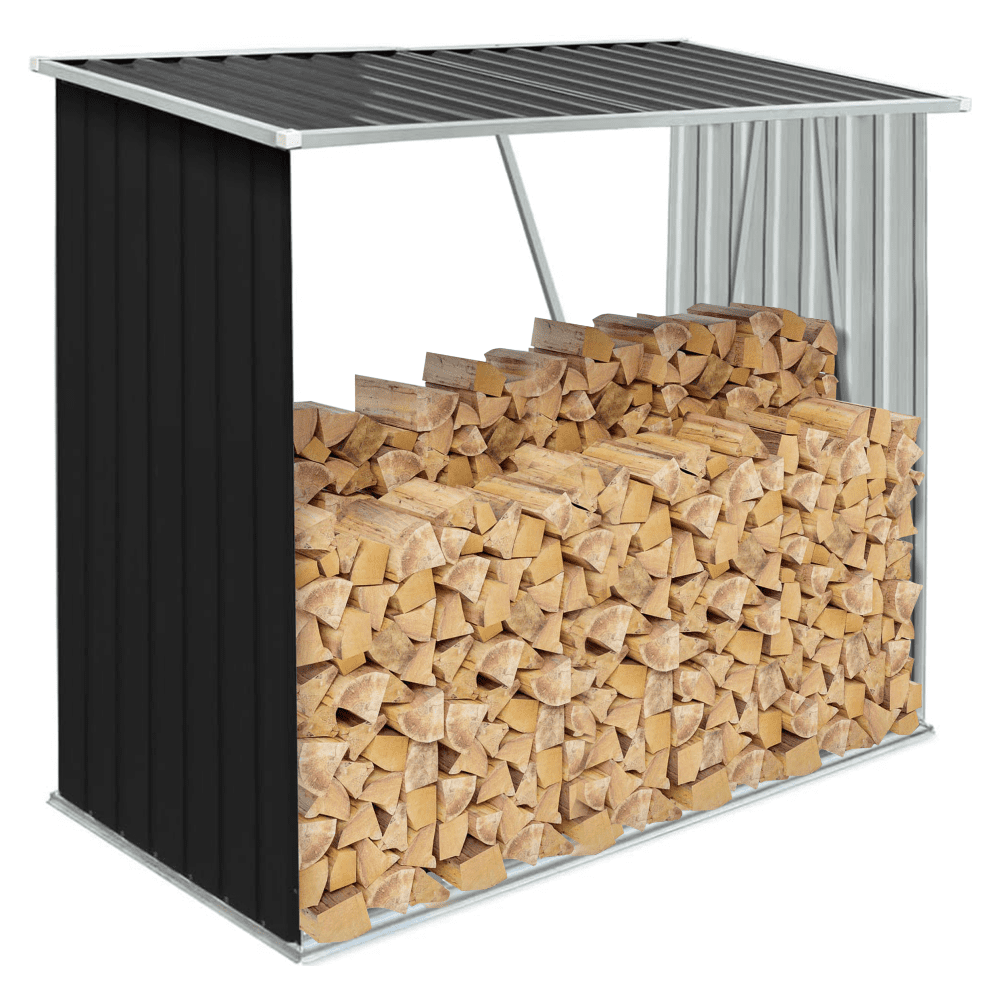 Prístrešok na drevo, antracit/biela, 163x82x160 cm, DARYL TYP 1