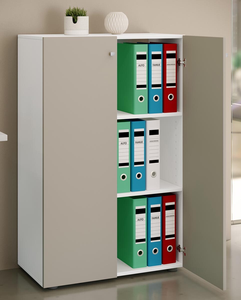 Kancelárska skriňa Lona XL s otočnými dverami, biela