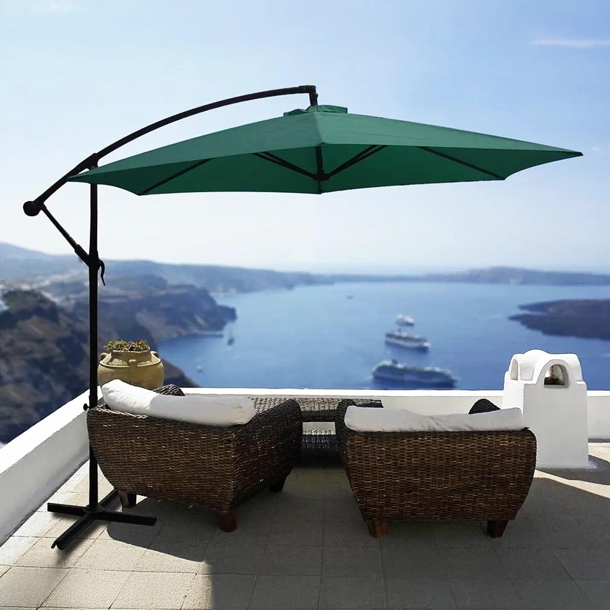 Dáždnik s bočnou nohou, zelený