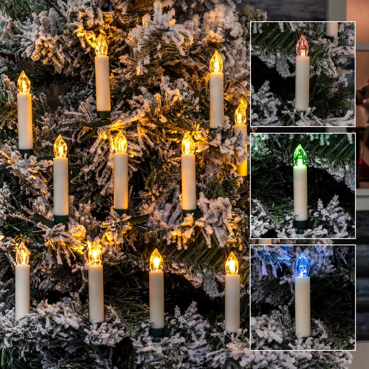 Bezdrôtové sviečky na vianočný stromček, 15 ks, so zmenou farby