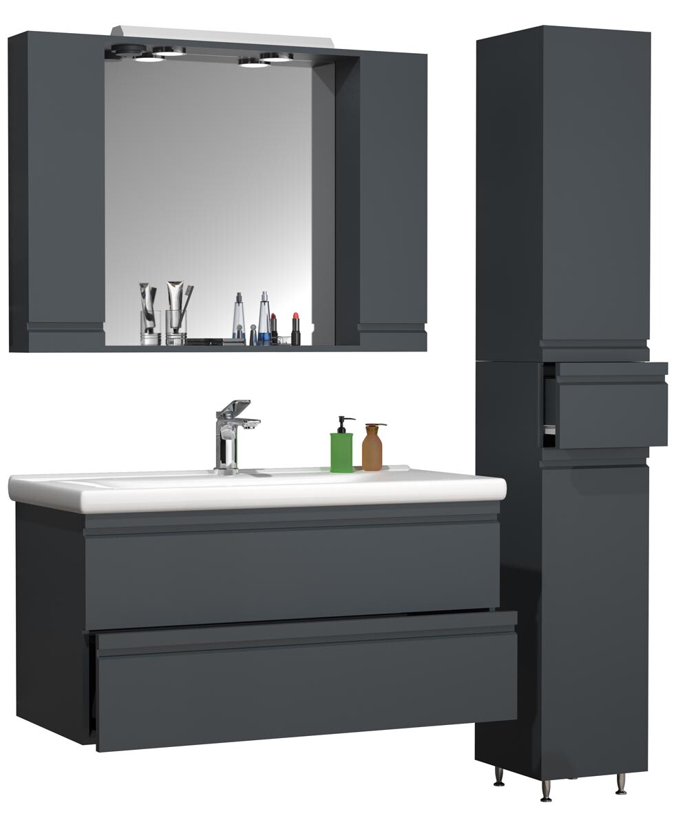 4-dielna umývadlová skrinka Silora XL, antracit