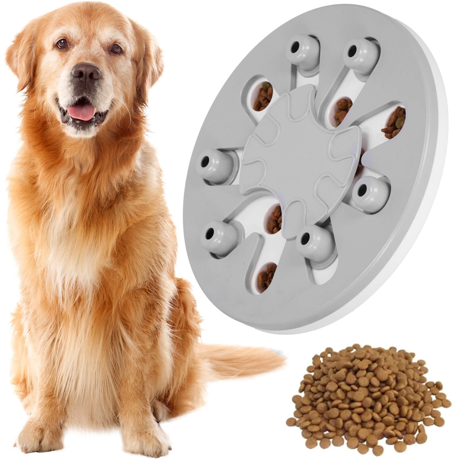 Interaktívna miska pre psov, mačky - sivá/biela