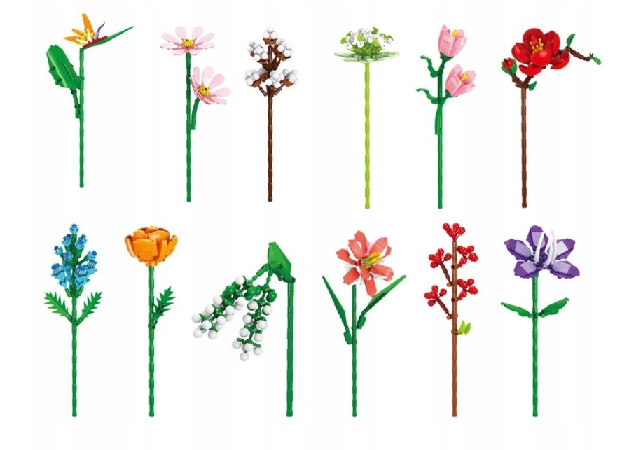 Stavebnica Dekoratívne kvety 12druhov