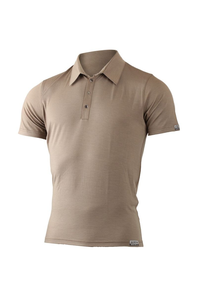 Lasting pánska merino polo košele ELIOT hnedá Veľkosť: XXL 8596445004335