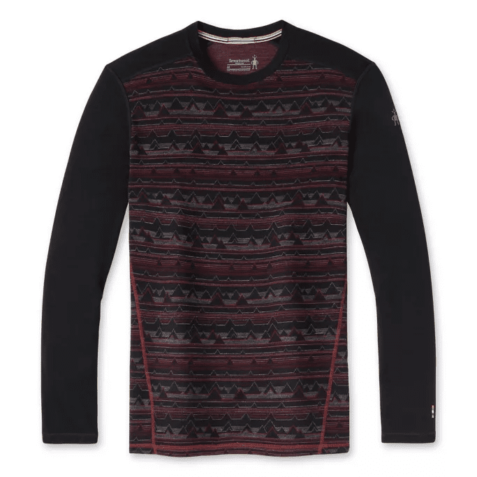 Smartwool M Merino 250 Baselayer Pattern Crew Boxed black-tibetan red heather mountain range Veľkosť: XXL 195436091316