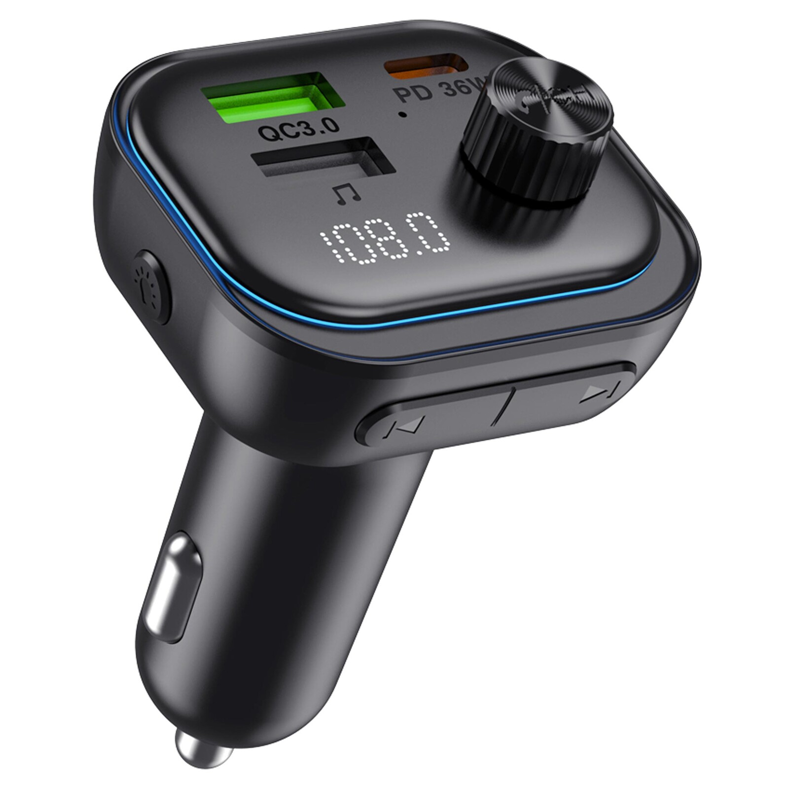 Sencor SWM 4000 Bluetooth FM modulátor do auta USB-C PD a QC3.0 rýchlonabíjačka, Aktívne hlasové ovládanie cez Siri/Google Assistant/Bixby, 7