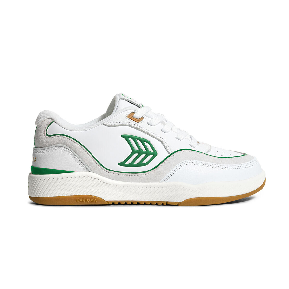 Pánské volnočasové boty Cariuma UBA Gum White Leather Green Logo Sneaker