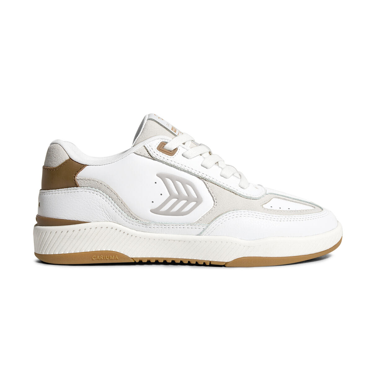 Pánské volnočasové boty Cariuma Skategoat C25 White Leather Silver Cloud Logo Camel Sneaker