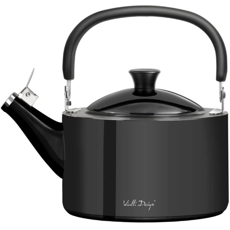 Vialli Design Diamante kanvica na čaj s píšťalkou, grafitová leštená oceľ 1,5 l