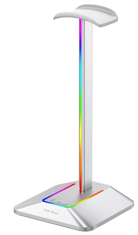 Podsvietený RGB stojan na slúchadlá s portami USB - Biely