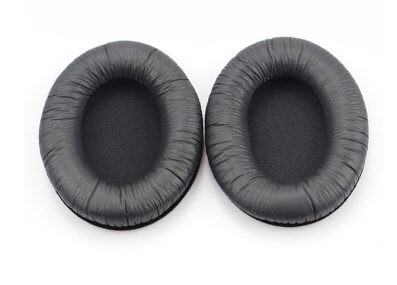 Náhradné náušníky pre slúchadlá Sennheiser HD418, 419, 428, 429, 439, 438, 448, 449 - Čierne, lesklé kožené