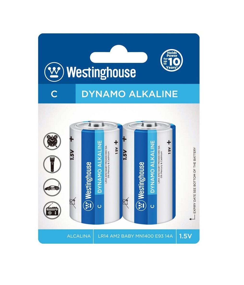 Westinghouse monočlánková alkalická batéria C LR (AM2, BABY, MN1400, E93, 14A); 1,5V - 2 kusy